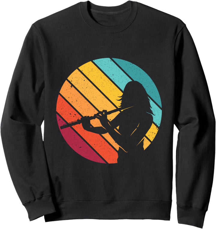 Retro Vintage Flötist Musiker Flötenspieler Querflöte Sweatshirt