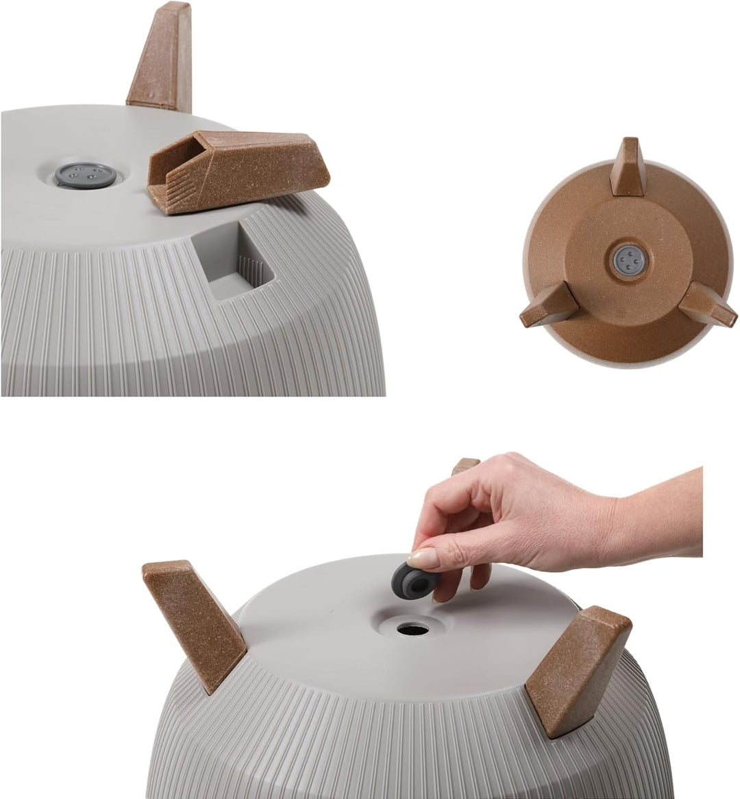 MELTOM Blumentopf mit Füssen aus Kunststoff Schale Rund mit Einsatz Kräutertopf (Weiss, XL - 47 cm)