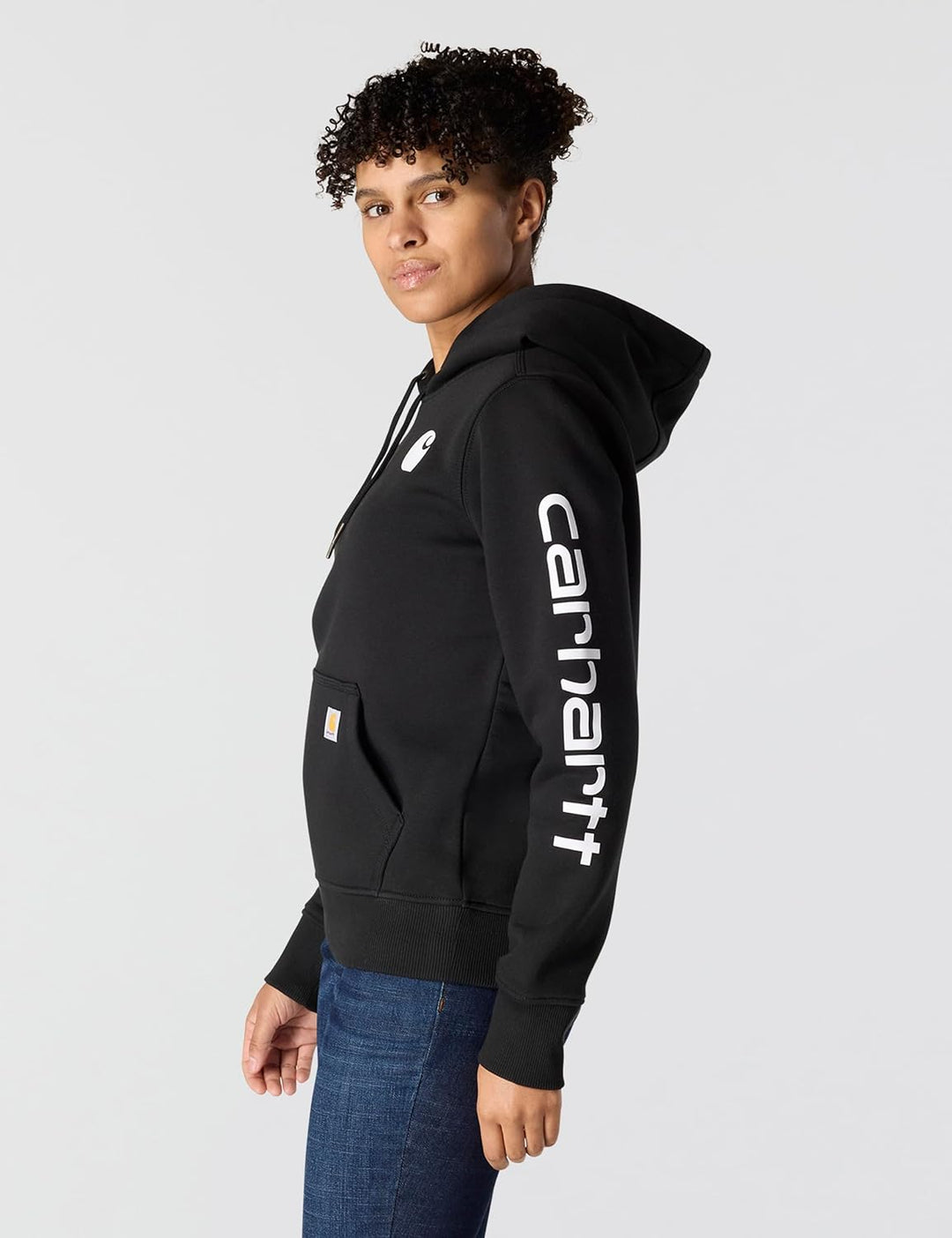 Carhartt Bekleidung Clarksburg Sleeve Logo Hooded Sweatshirt XS Schwarz, XS Schwarz