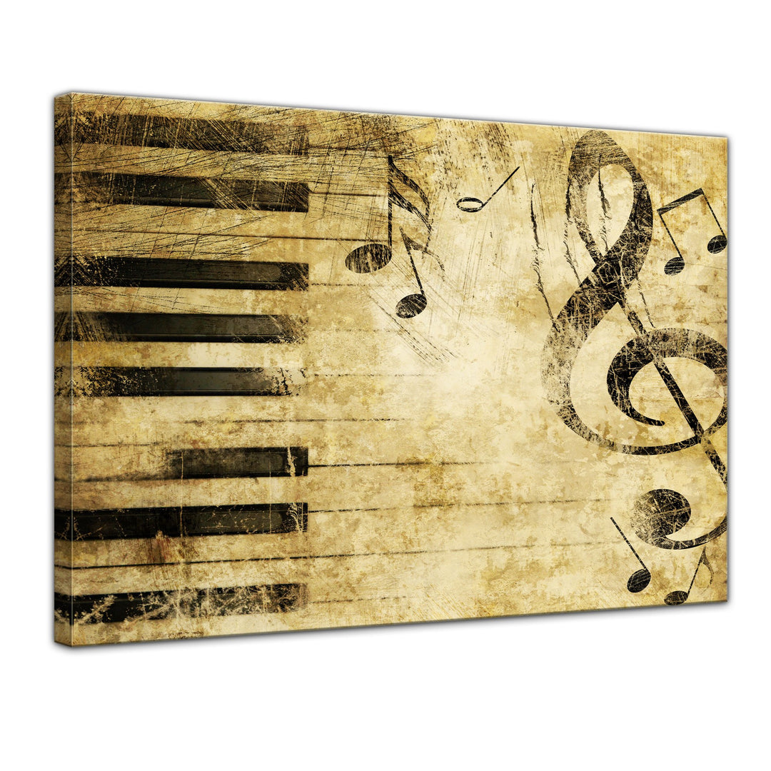 Bilderdepot24 Bild auf Leinwand | Grunge Musik in 70x50 cm als Wandbild | Wand-deko Dekoration Wohnu