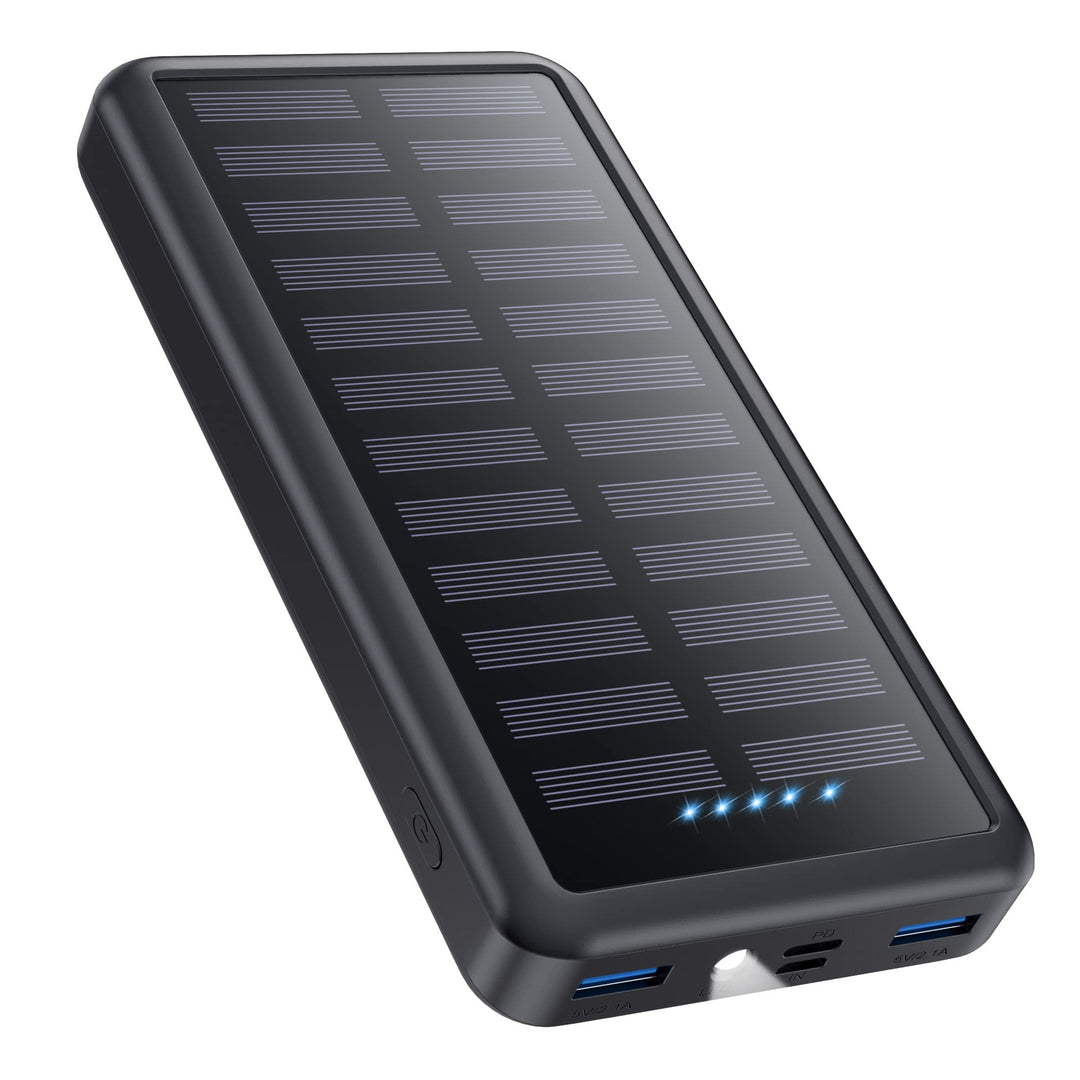 Power Bank USB C 26800mAh, Solar Powerbank PD 3.0A Schnellladung Externer Akku Wasserdichtes Solarla