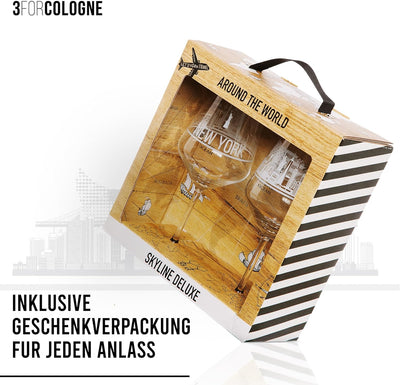 2er Set Weinglas London in schöner Geschenkbox | Hochwertiger Siebdruck im eleganten Ätzweiss, detai