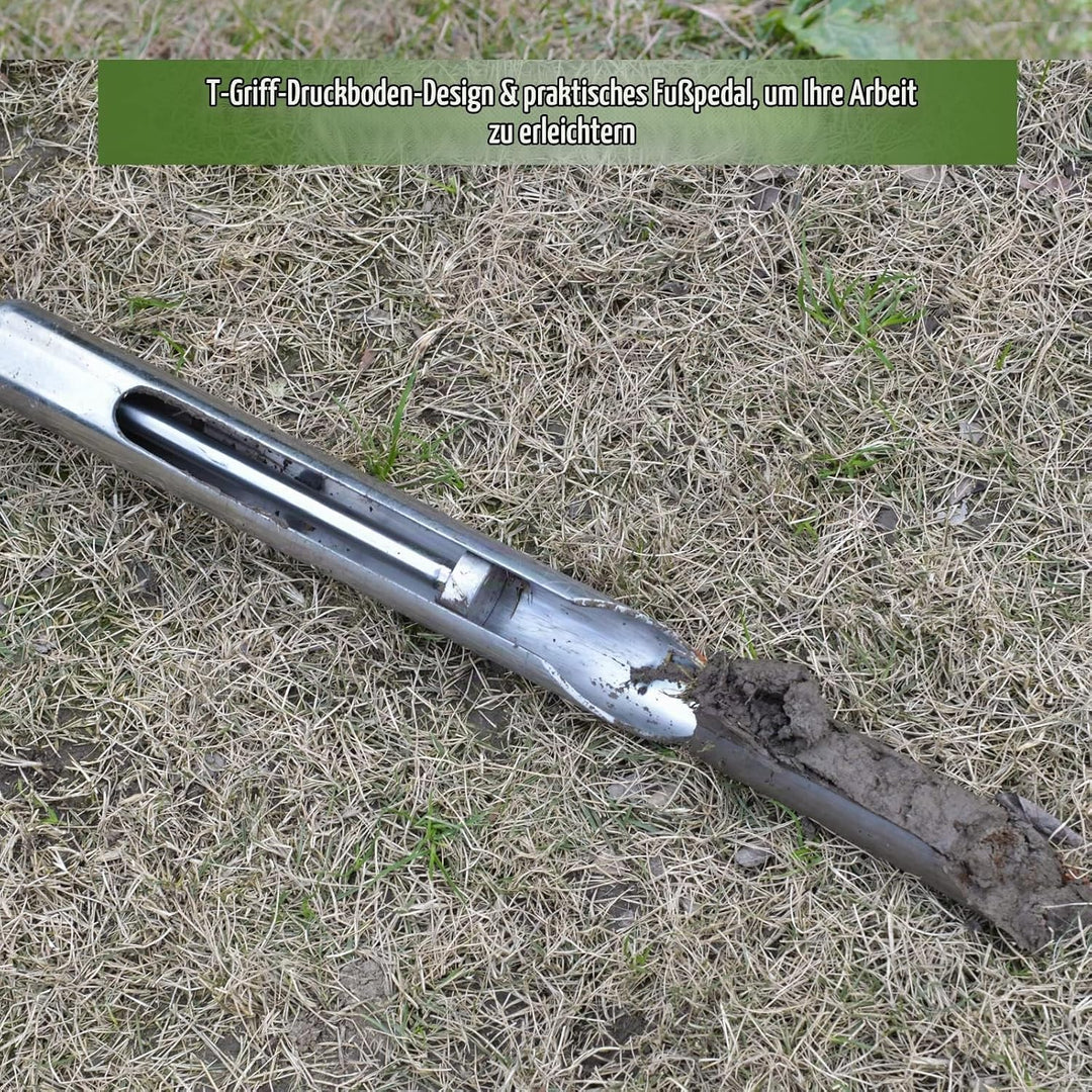 SurmountWay Bodenprobe 101,6 cm mit Fussstufen und Probenauswerfer, Edelstahl-T-Stil-Griff, Bodentes
