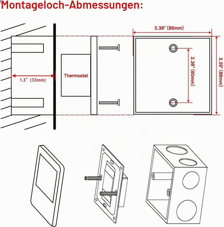 Heschen LCD Digital Wöchentliches Programmier Thermostat, HS-E806, 230VAC 3Ampere, Regler für Fussbo