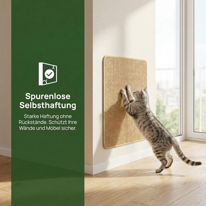 Premium Sisal Kratzmatte selbstklebend - Verbessertes Kratzbrett für Wand & Sofa, strapazierfähiger