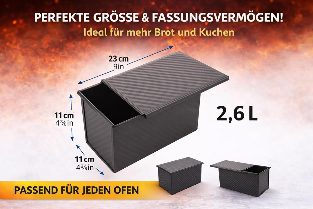 Generisch Brotbackform mit Deckel, Antihaftbeschichtet, Kohlenstoffstahl Toastbrotform, Kastenform m
