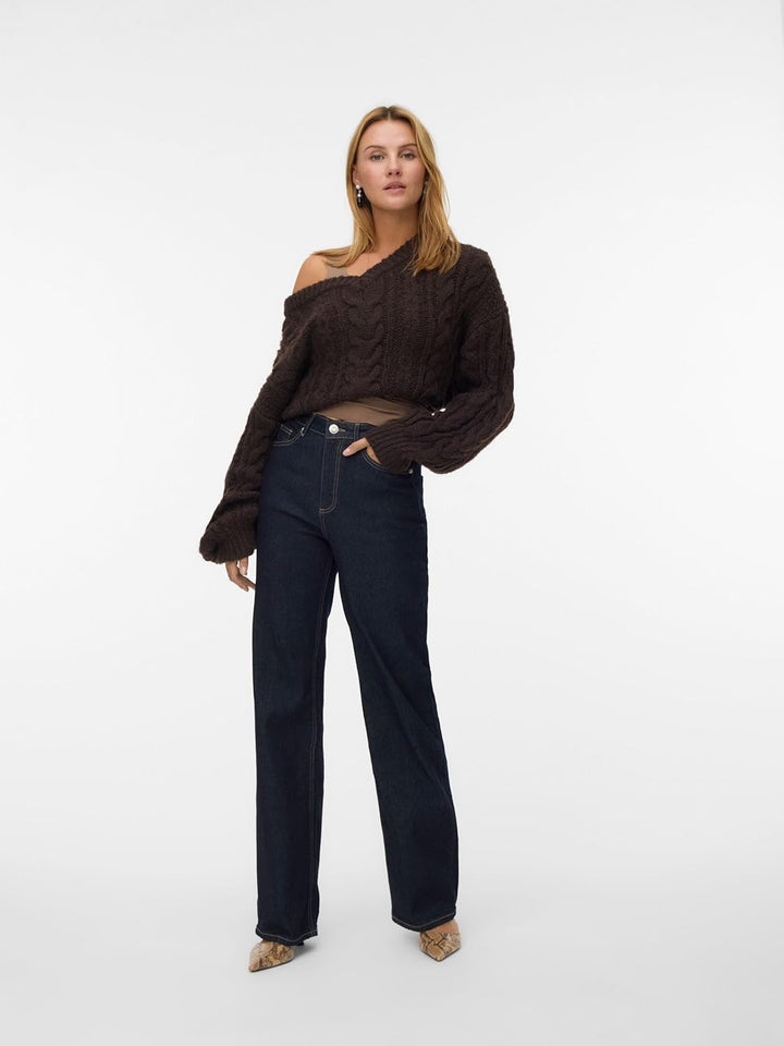 Vero Moda Female Weit geschnitten VMTESSA Hohe Taille Weiter Beinschnitt Jeans 25W / 30L Dark Blue D