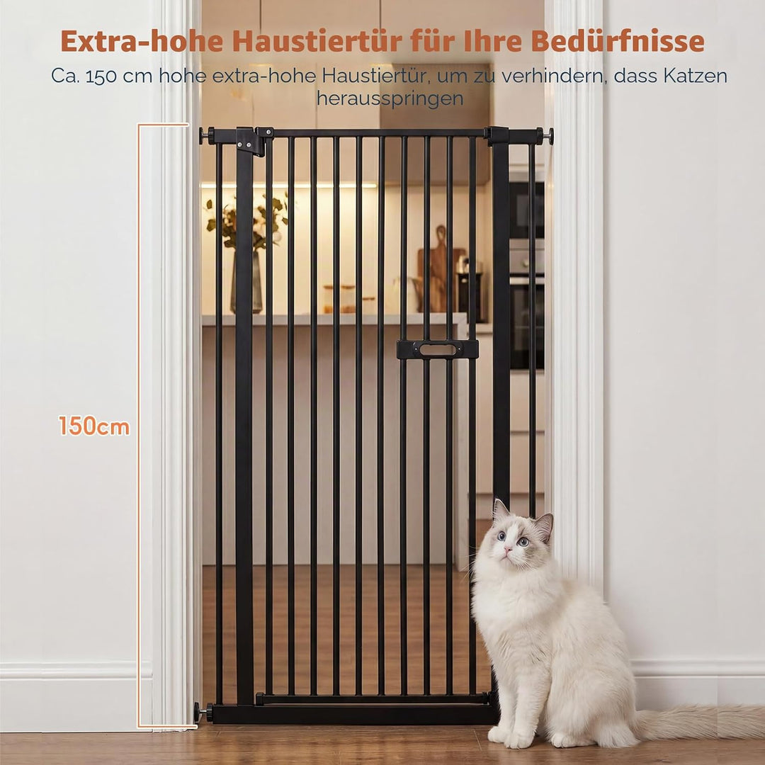150CM Treppenschutzgitter hoch Absperrgitter Katze, Extra Hohes Katzengitter mit Automatisch Schlies
