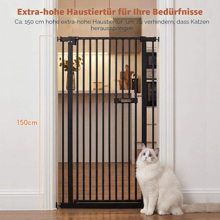 150CM Treppenschutzgitter hoch Absperrgitter Katze, Extra Hohes Katzengitter mit Automatisch Schlies