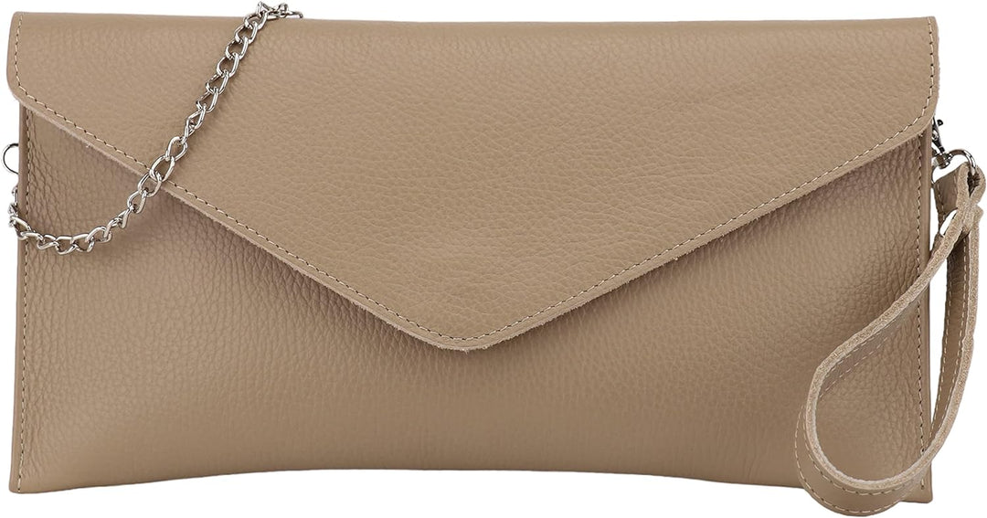 SH Leder Echtleder Clutch Umhängetasche kleine Tasche elegant Abendtasche in genarbt Rindleder mit T