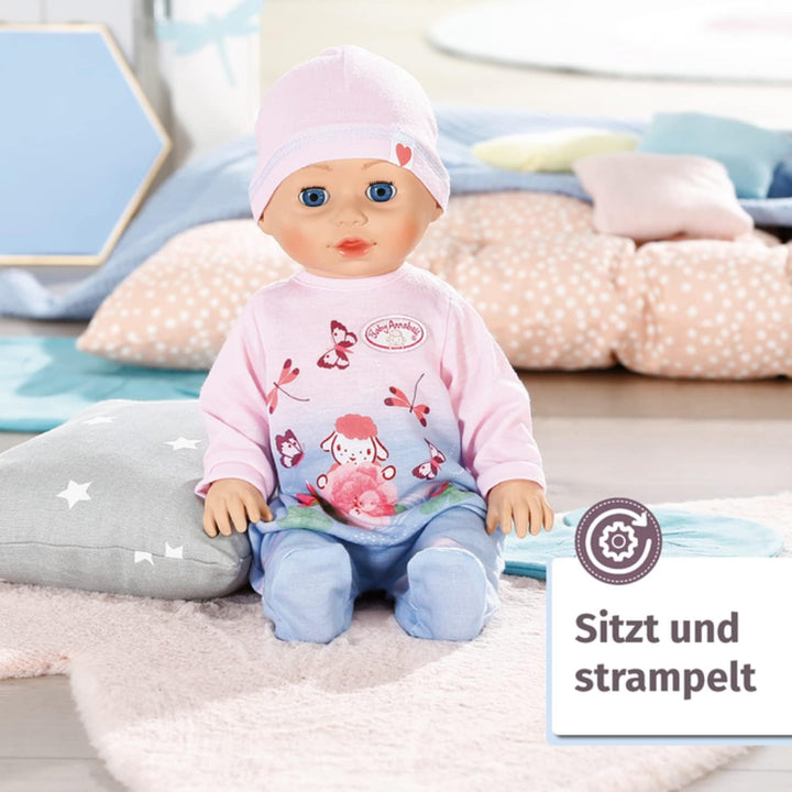 Zapf Creation 706688 Baby Annabell Lilly lernt laufen 43cm- Krabbel- und Lauflernpuppe mit Soundfunk