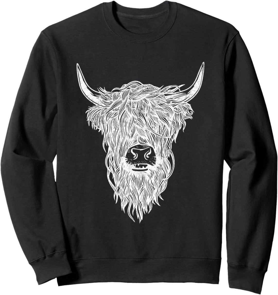 Niedliche schwarz-weisse Emo-Kuh Hochlandrind Sweatshirt