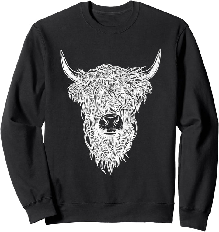 Niedliche schwarz-weisse Emo-Kuh Hochlandrind Sweatshirt