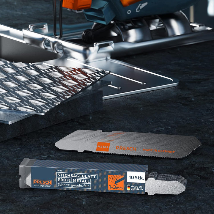 Presch Stichsägeblätter Metall Profi 10 Stk. (Edelstahl, Metall) - Für rostfreie Stähle (1-3mm) - Pr