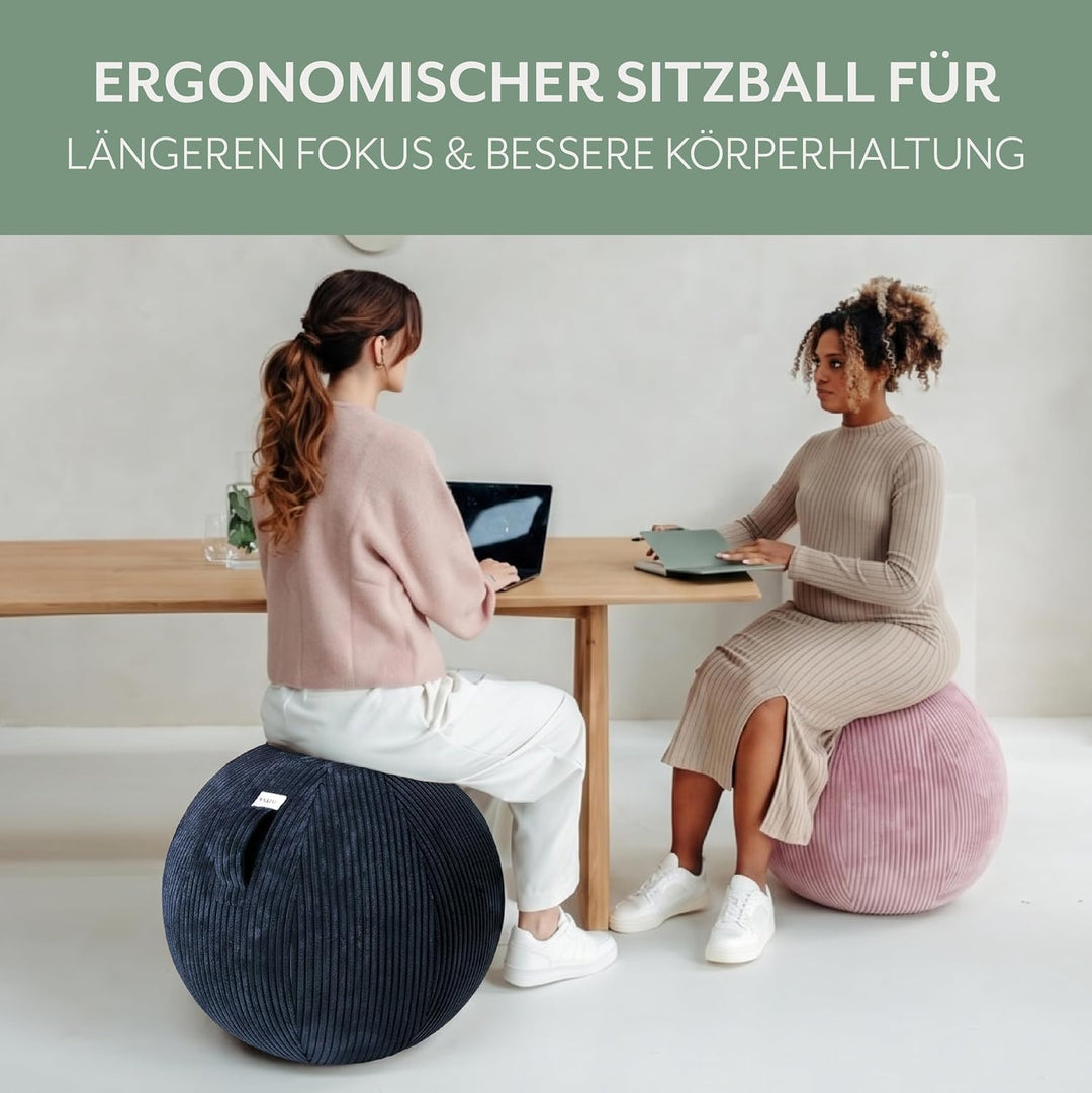 VLUV® BOL VLIP Sitzball Büro Ergonomisch [Atmungsaktiv mit Tragegriff und Wegrollschutz] Waschbarer