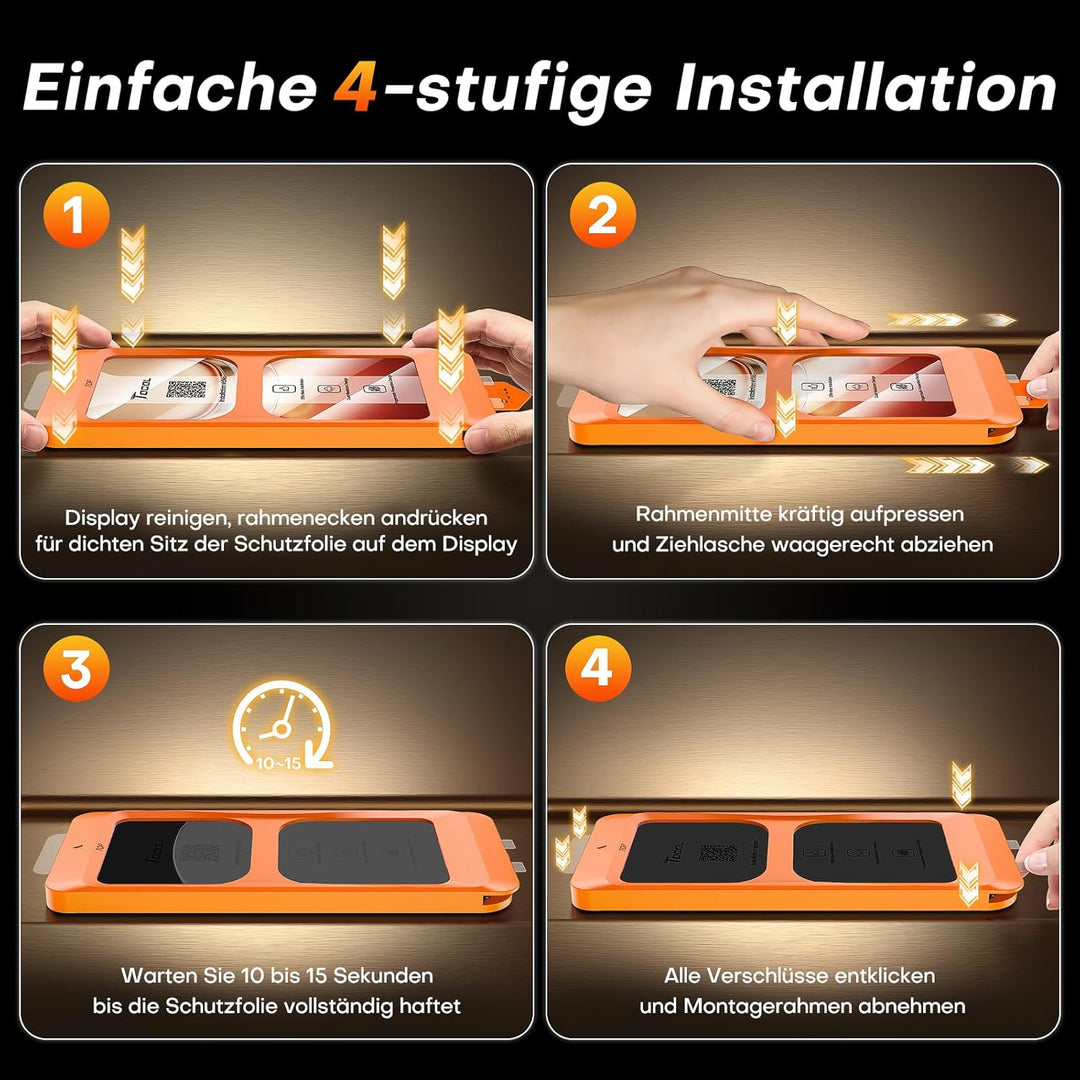 TOCOL für iPhone 16 Pro Max für Panzerglas Sichtschutz, Stossfest Full Screen Auto-Installation 0 Bl