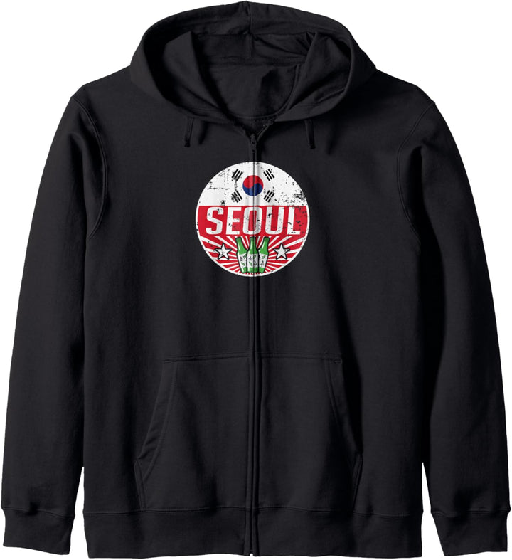 Seoul City Korea Souvenir Tourist Flag Vintage Soju Gift Kapuzenjacke