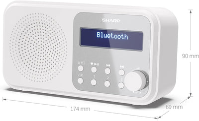 SHARP DR-P420 Portables Digitalradio (DAB/DAB+/FM mit RDS, USB, Bluetooth 5.0, 3,5mm Klinke Wecker-F