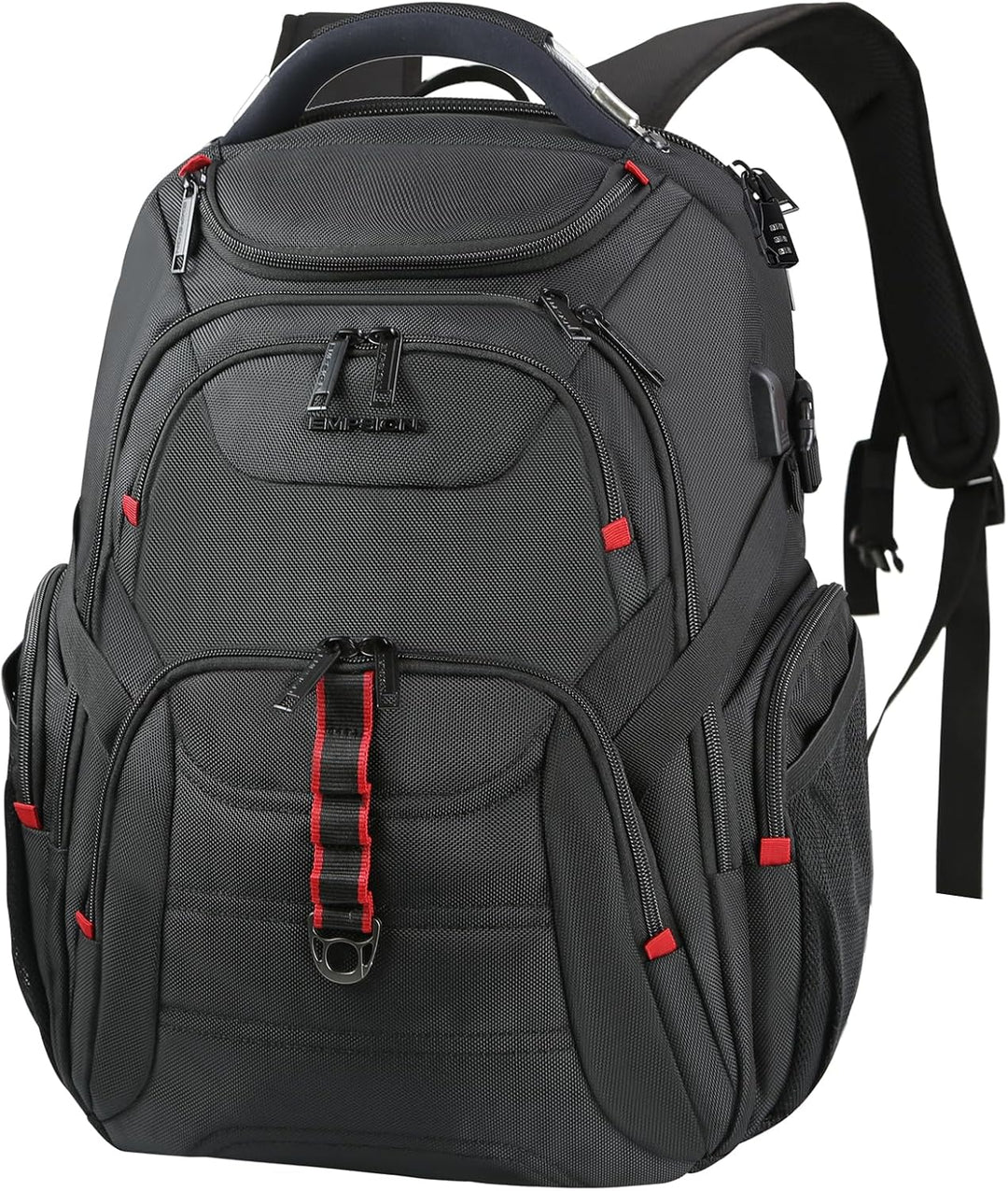 EMPSIGN Gross Laptop Rucksack Herren 17,3 Zoll Arbeit Wasserdicht, Laptoptasche Reisen mit USB Ladea