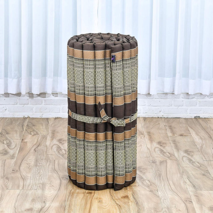 Leewadee Rollbare Thaimatte 190 x 70 cm - Kapok Bodenmatte zum Schlafen, Massieren & Meditieren Futo