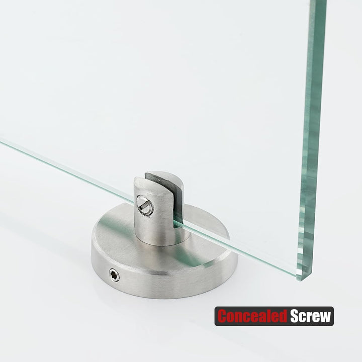 JQK Badezimmer-Glasregal, gehärtetes Glas, Duschaufbewahrung, 20,3 x 12,7 cm, 304 Edelstahl, gebürst