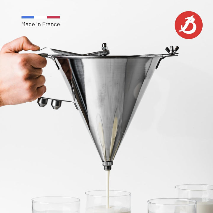 De Buyer 'Kwik' Trichter Kaffeebereiter Edelstahl mit Halterung – 1,9l, 1,9 Liter, Silber, 1,9 l
