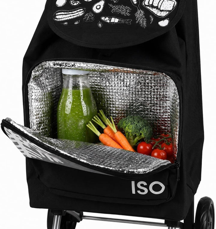 ELEPSO Einkaufstrolley mit Kühlfach 35L schwarz – Einkaufswagen leicht & stabil – Shopping Trolley f
