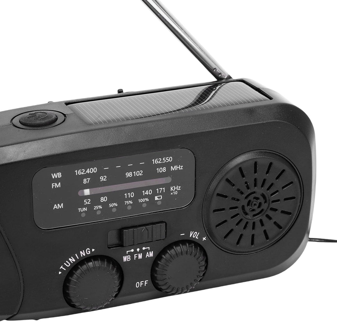 YWBL-WH Solar-Handkurbelradio, 2000 MAh, Notfall-Wetterradio mit AM FM WB-Bändern, LED-Taschenlampe