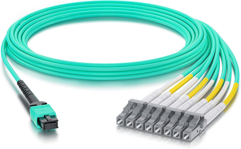 10Gtek Fiber Optic Cable Patch Cord - MPO to 8X LC Fanout Fiber Jumper Cable, OM3 MMF 8-core Fiber,