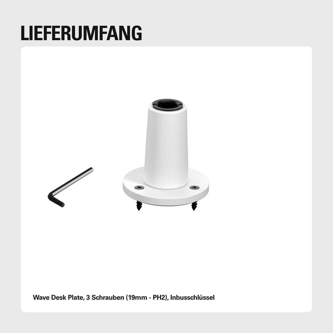 Elgato Wave Desk Plate White - Flanschmontage für Elgato Mikrofonarme, einfache Schraubbefestigung,