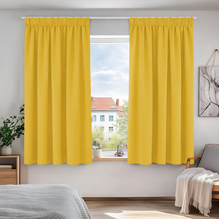 Deconovo Vorhang Blickdicht Kräuselband Gardinen Kinderzimmer Thermogardine Kälteschutz, 138x117cm(H