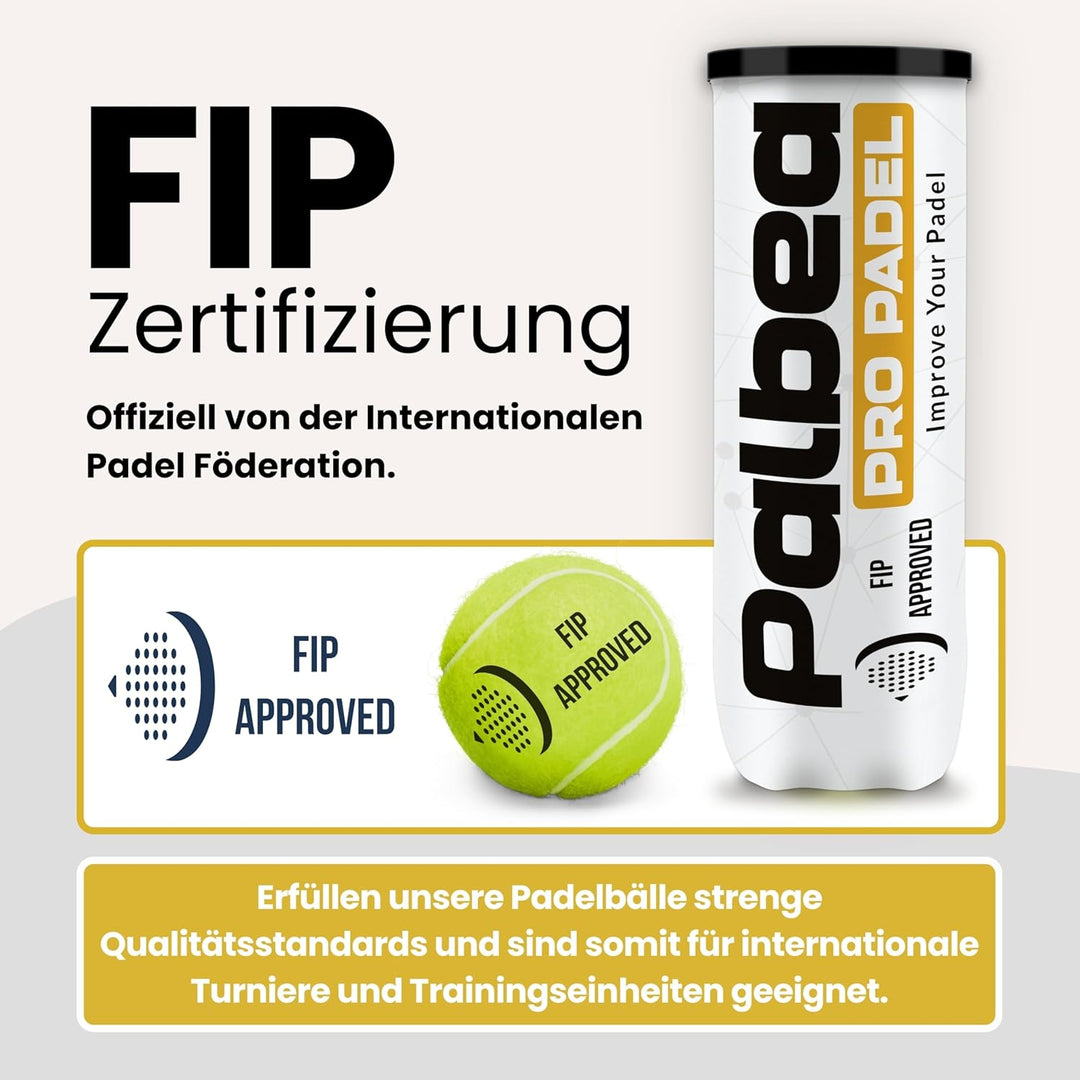 Palbea PRO Padel - FIP Zugelassene Padelbälle - 1 Karton x 6/12 Röhren - Padel Bälle mit HV Filz für