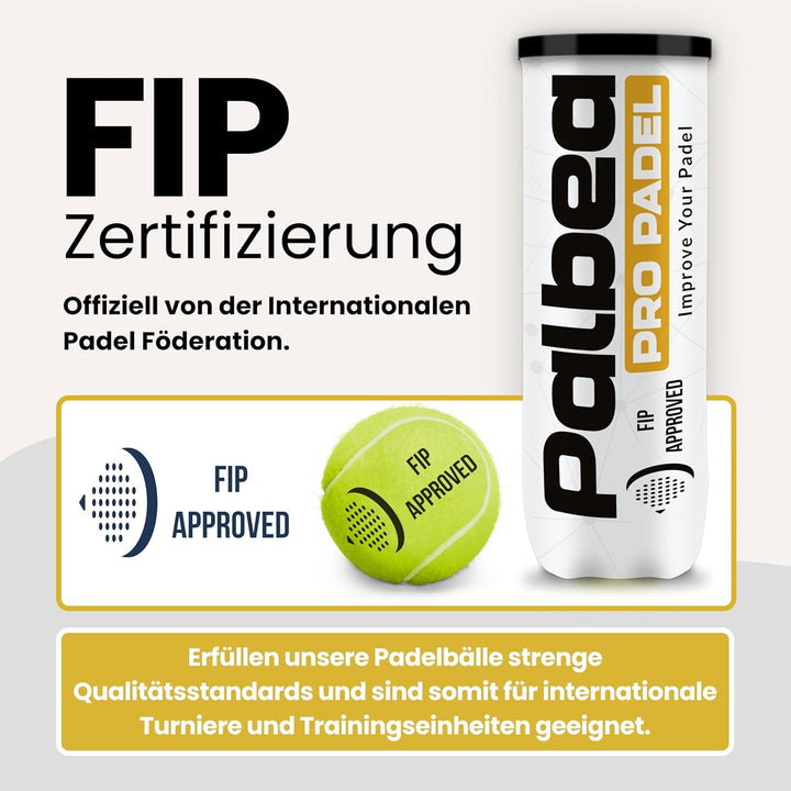 Palbea PRO Padel - FIP Zugelassene Padelbälle - 1 Karton x 6/12 Röhren - Padel Bälle mit HV Filz für