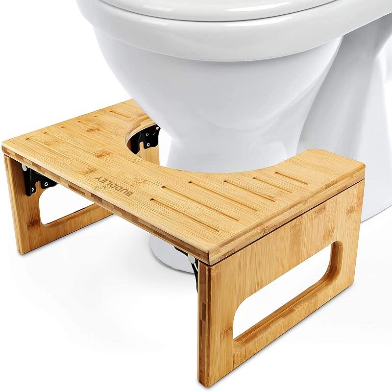 BUDDLEY Toilettenhocker klappbar - Bambus hocker - WC fussbank für die richtige Haltung - Klo hocker