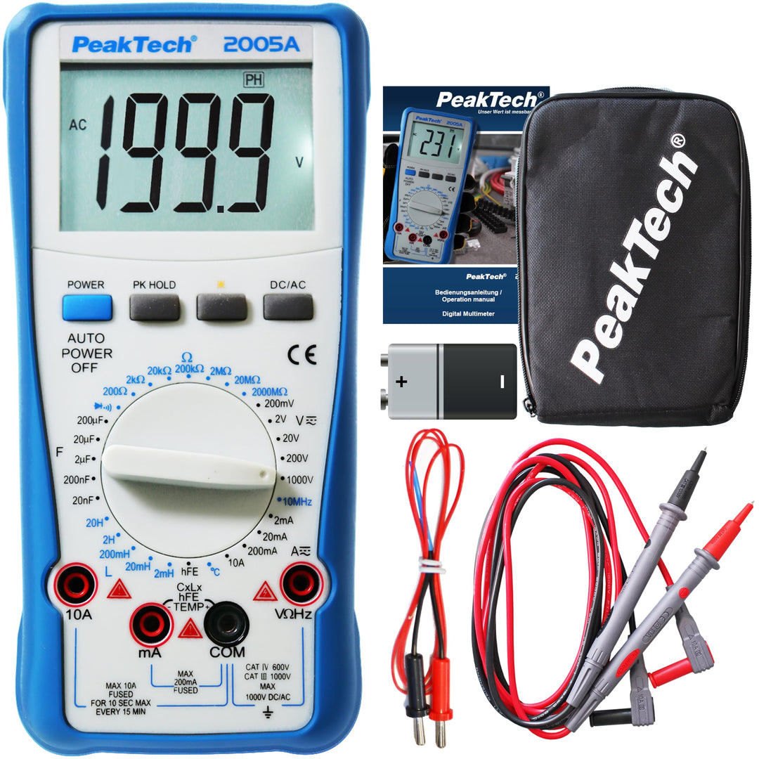 PeakTech 2005 A – Digital Multimeter mit 2.000 Counts, Digitales Messgerät für Spannungs - & Stromme