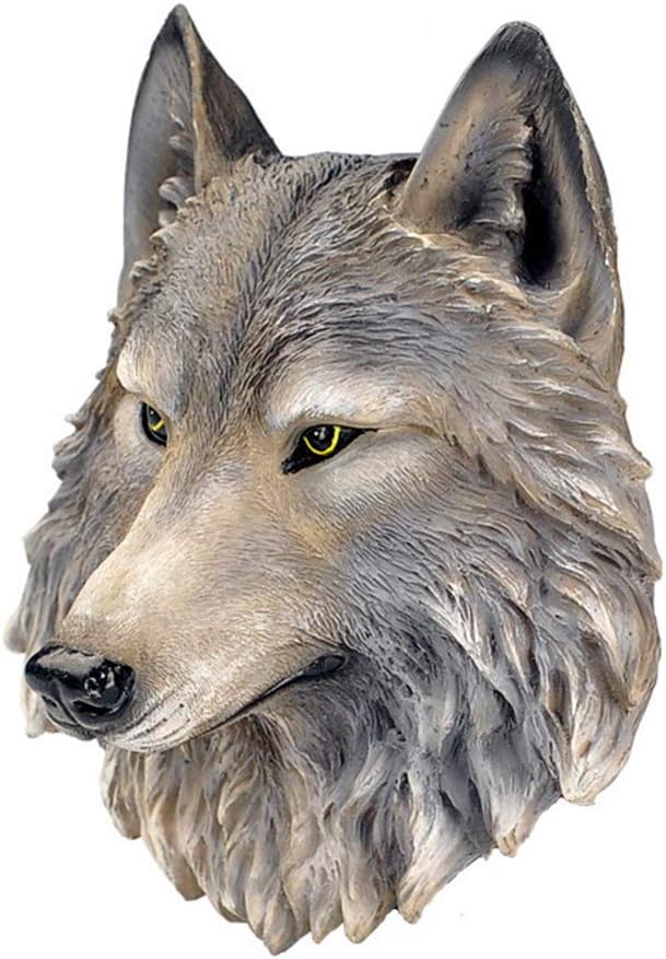 Wolfskopf Tierkopf Wanddeko Harz Dekorationen Skulptur Kopfwand Wandskulptur Kopf Wand Deko, Wolf, W