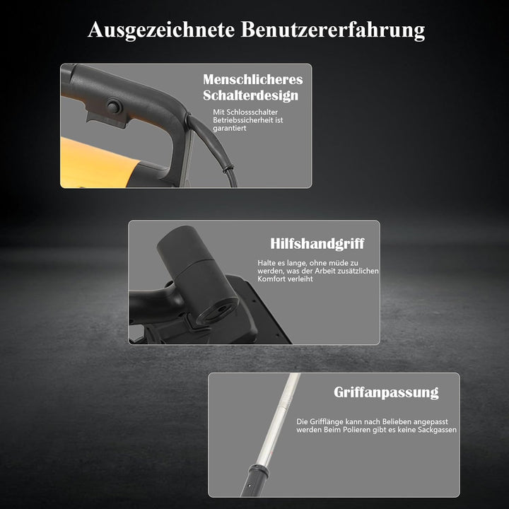 3800W Betonschleifer Betonfräse Sanierungsfräse Set mit Diamantschleiftopf und Absaughaube, mit 180m