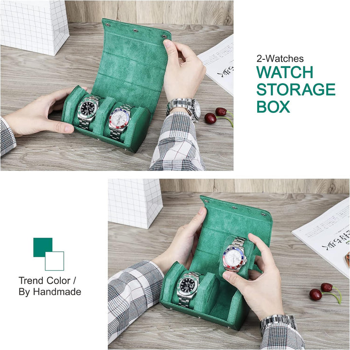 Hiram Uhren-Reiseetui, echtes Leder, sechseckig, 2 Uhren, Aufbewahrungsbox, Schutz-Organizer für Arm