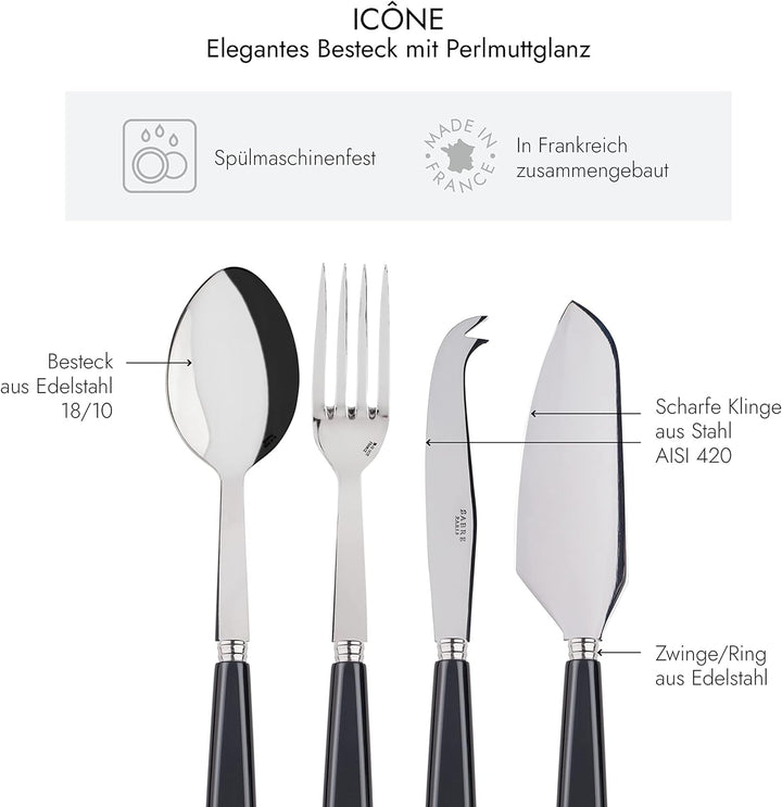 SABRE PARIS - Essential-Servierbesteck 4er Set - Icon - Tortenheber mit Klinge & Grosses Käsemesser