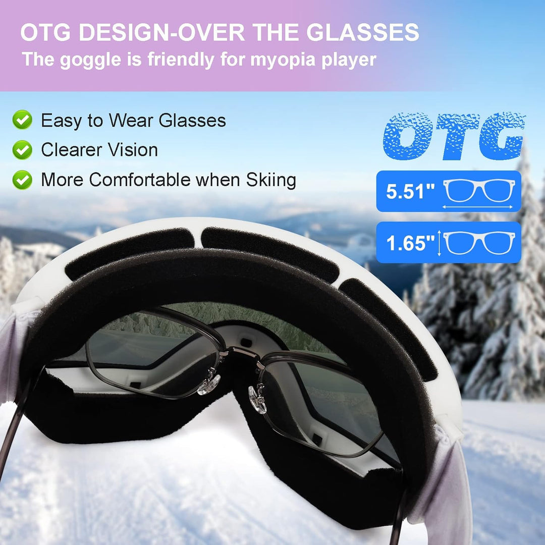 EXP VISION Snowboard Skibrille für Herren Damen Jugend, 100% UV400 Schutz Anti Beschlag über der Bri