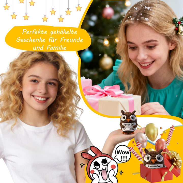 Handgefertigtes Häkel-Dekoelement Eule – Emotionales Begleitobjekt & Geschenk für Erwachsene zu Weih