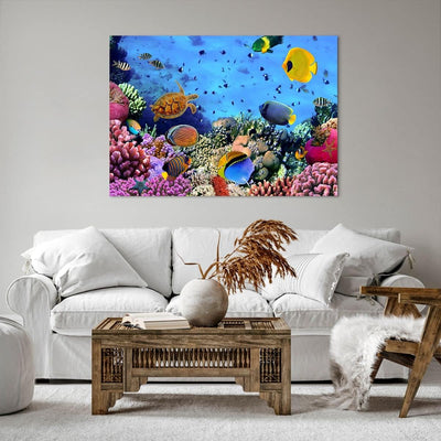 Bilder auf Leinwand 100x70cm Leinwandbild mit Rahmen Korallenriff Gross Wanddeko Bild Schlafzimmer K