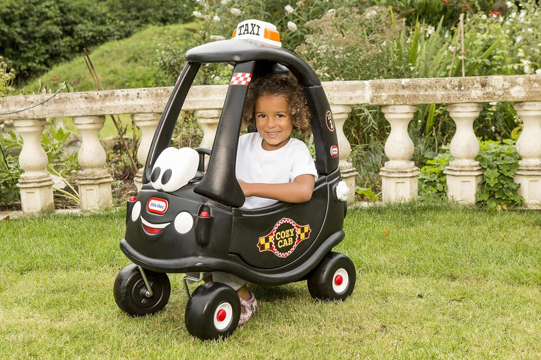 little tikes Taxi Schwarz Cozy Coupe Rutschspiel mit Hupe, das wirklich funktioniert, Einschaltschal