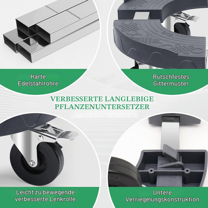 Rollbrett mit Bremse, 220kg Schwerlast-Transportroller, Verstellbar 38-48CM, Rundes Design, Grau Pod