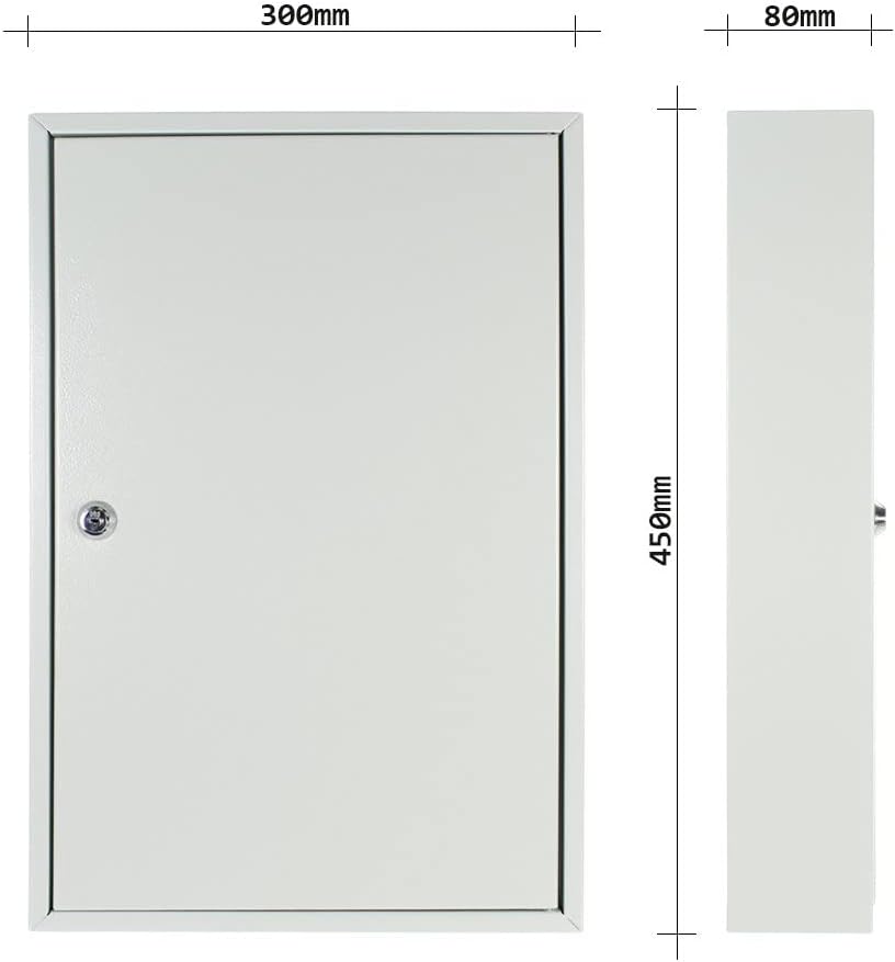 Rottner Schlüsselschrank Eintürig S 64 mit Zylinderschloss, Lichtgrau, 64 Schlüsselanhänger gratis,