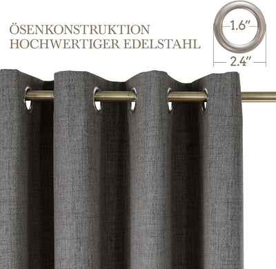 CUCRAF Vorhang Blickdicht Gardinen Grau - 2er Set H175xB140cm Deko Ösenschal Thermo Vorhänge Verdunk