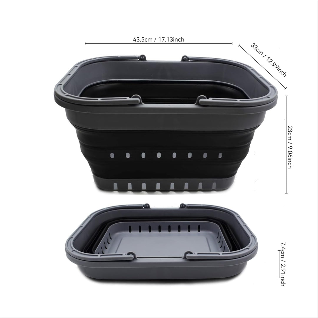SAMMART 19L Collapsible Tub with Handle - Portable Outdoor Picnic Basket/Crater - Foldable Shopping