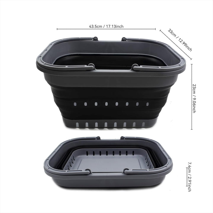 SAMMART 19L Collapsible Tub with Handle - Portable Outdoor Picnic Basket/Crater - Foldable Shopping