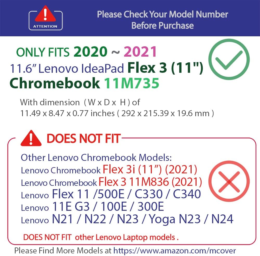 mCover Hartschalen-Schutzhülle, nur kompatibel mit Lenovo Flex 3 11,6 Zoll (2021 29,5 cm) 2-in-1 Chr