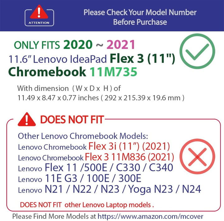 mCover Hartschalen-Schutzhülle, nur kompatibel mit Lenovo Flex 3 11,6 Zoll (2021 29,5 cm) 2-in-1 Chr